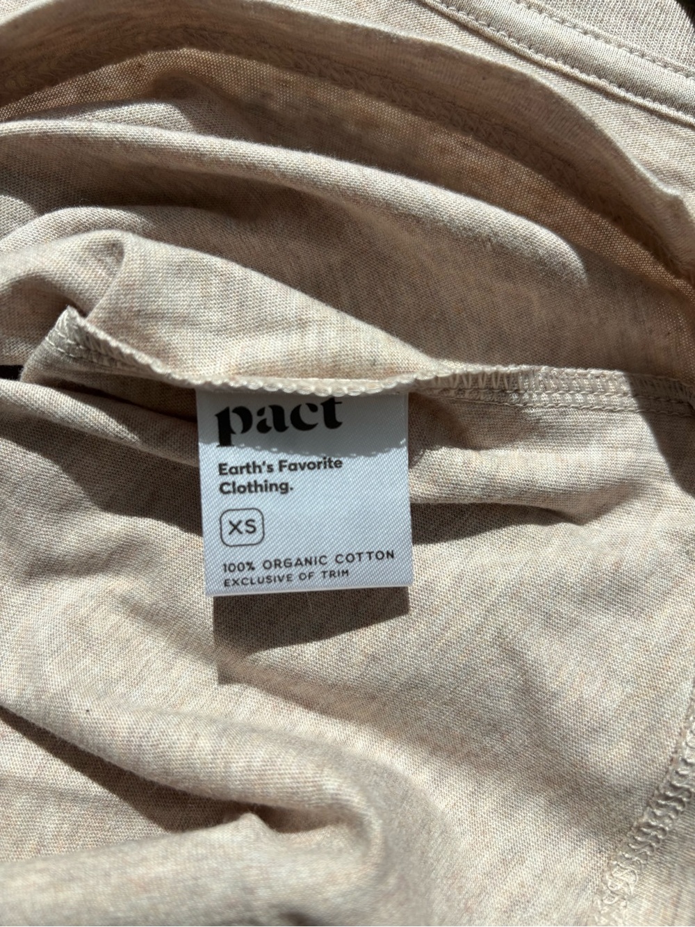 Pact Organic Cotton Beige Scoop Neck Short Sleeve T-Shirt Size XS - Picture 6 of 9